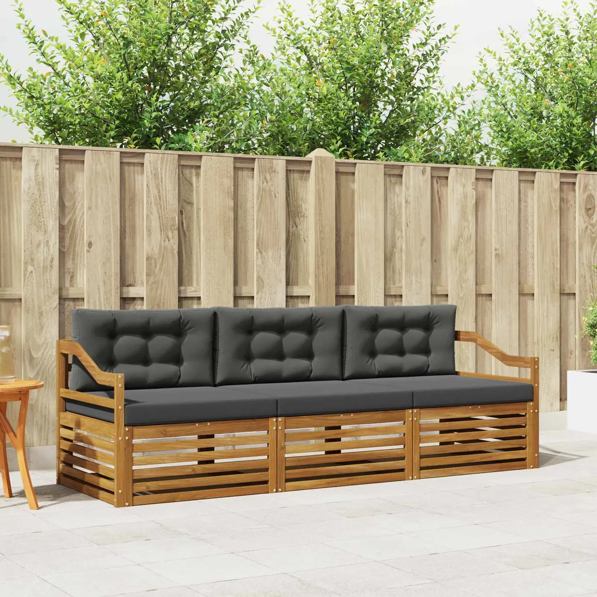 3-Piece Outdoor Sofa Set in Natural Anthracite