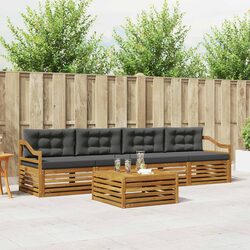 Modular 5-Piece Outdoor Sofa Set with Acacia Wood