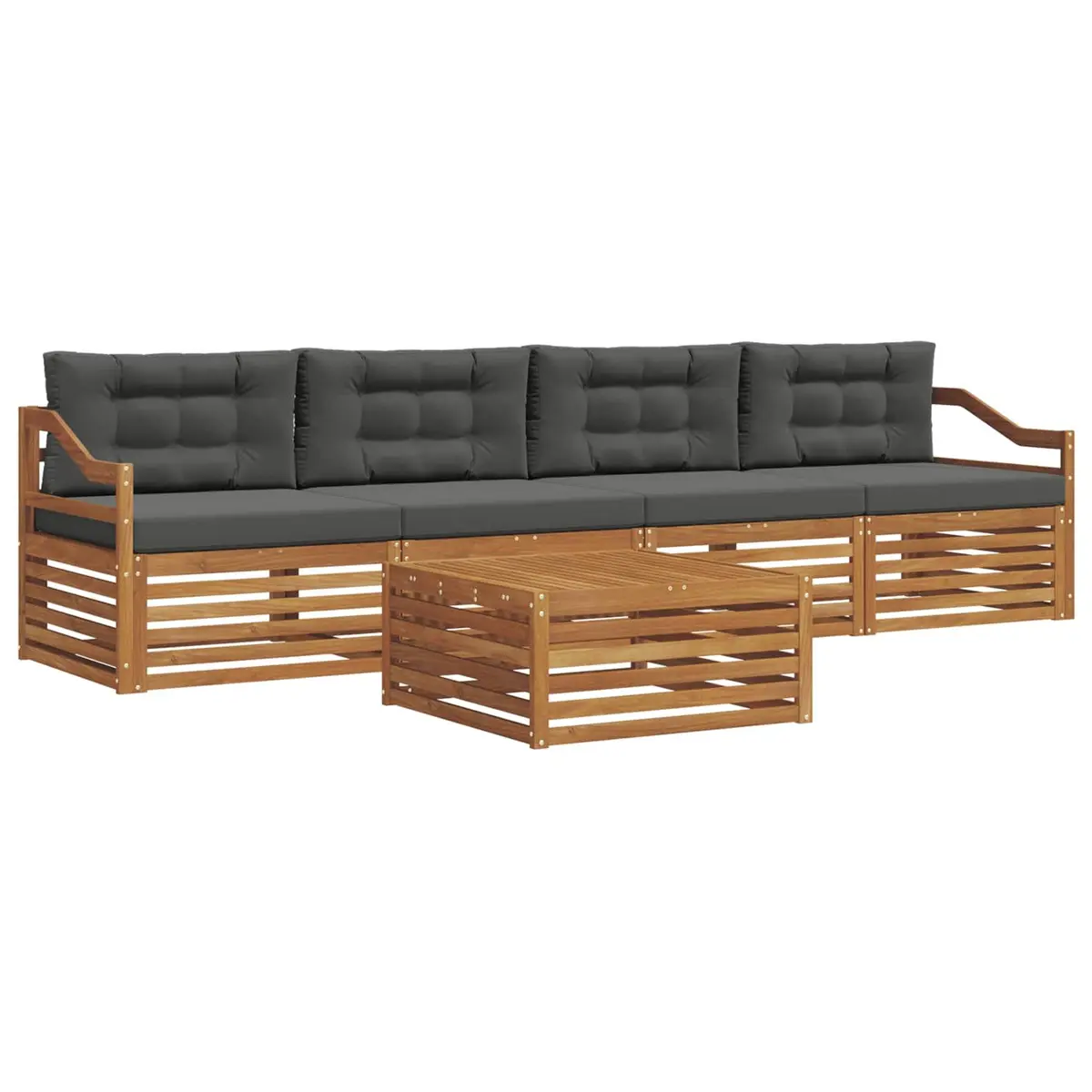 Modular 5-Piece Outdoor Sofa Set with Acacia Wood