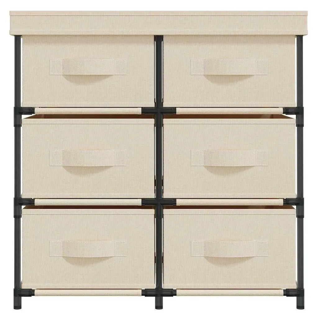 Storage Cabinet Steel Frame 6 Drawer Organiser Cream Fabric Unit