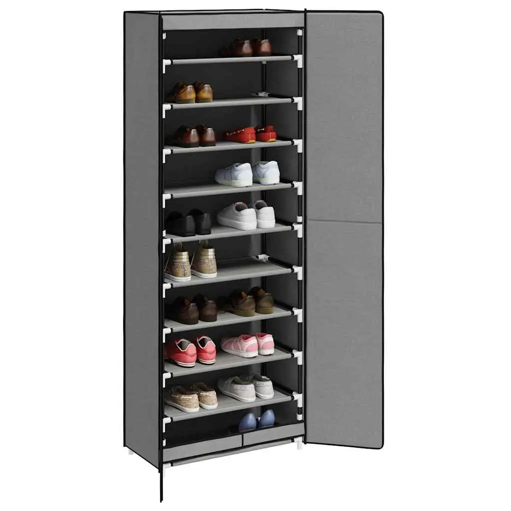 Grey 10-Tier Shoe Storage Organiser Rack