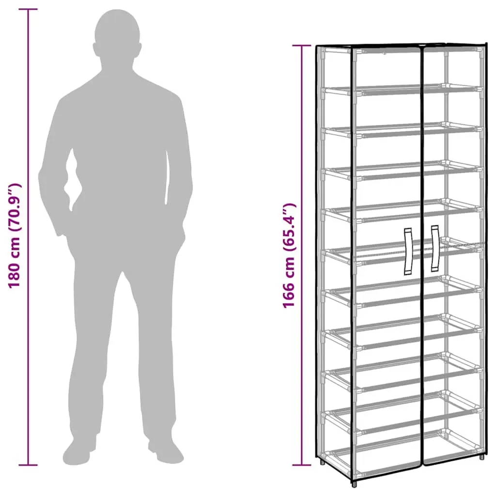 Grey 10-Tier Shoe Storage Organiser Rack
