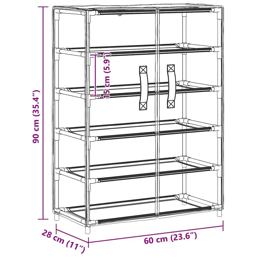 Shoe Cabinet Steel Frame 5-Tier Grey Non-Woven Fabric Storage Organiser Rack