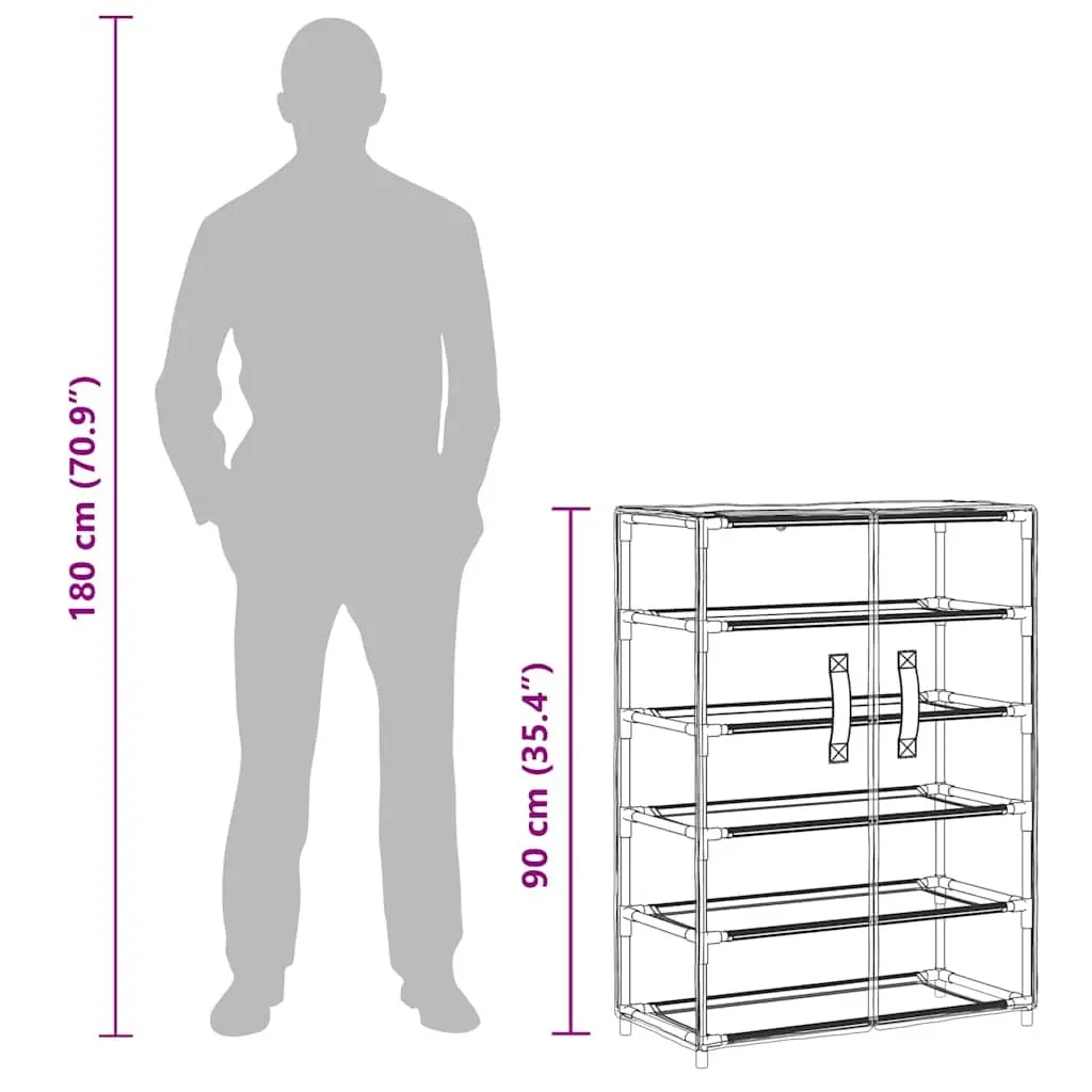 Shoe Cabinet Steel Frame 5-Tier Grey Non-Woven Fabric Storage Organiser Rack