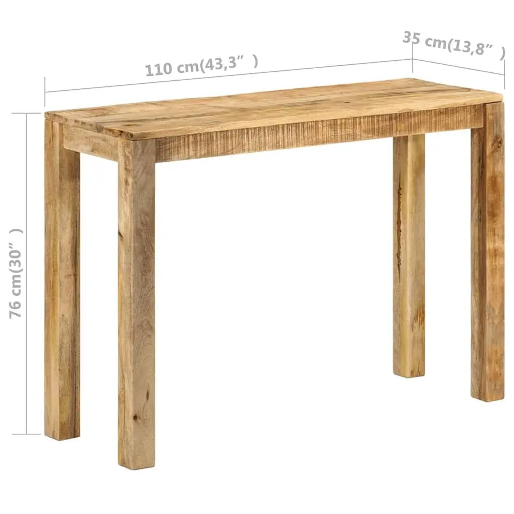 Console Table 110x35x76cm Rough Mango Wood End Table Accent Furniture Brown