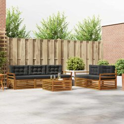 Modular Outdoor Sofa Set 6 Piece in Natural Acacia Wood