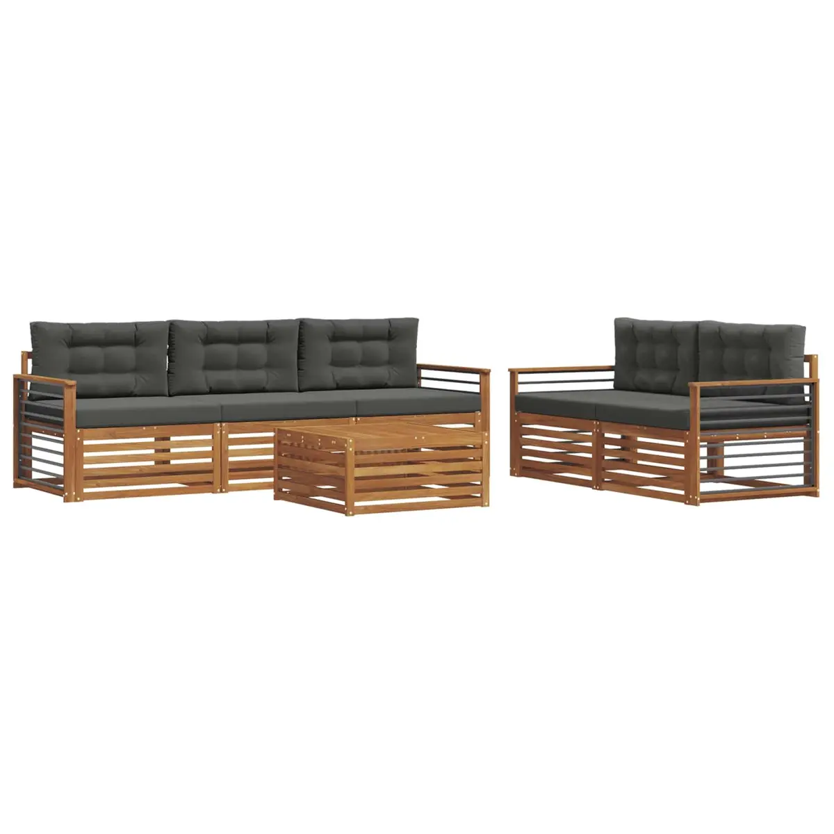 6-Piece Modular Outdoor Sofa Set in Natural Anthracite