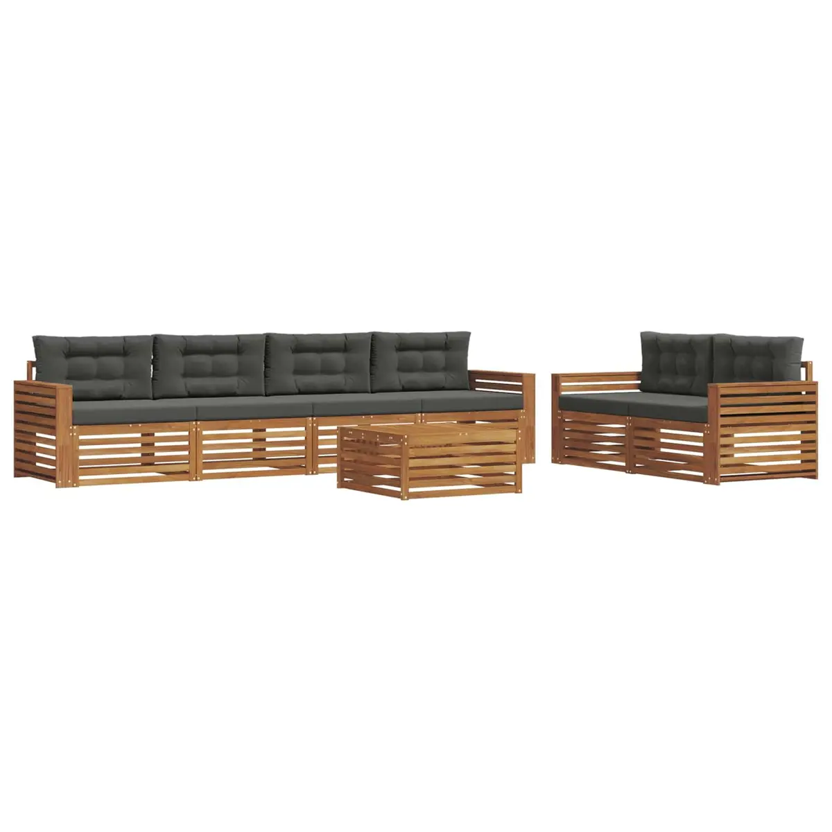 Outdoor Sofa Set Solid Acacia Wood 7 Piece Natural