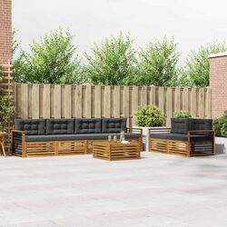7-Piece Outdoor Sofa Set with Cushions in Natural Anthracite