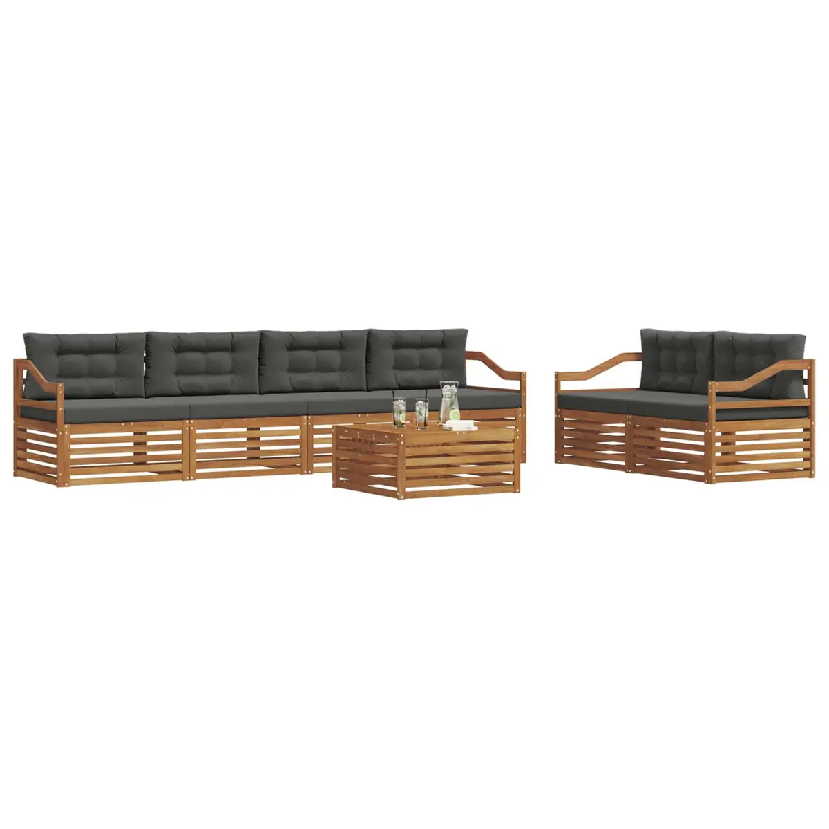 7 Piece Outdoor Sofa Set for Garden with Cushions