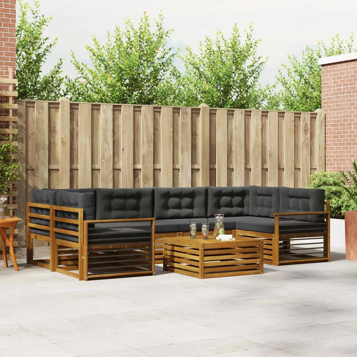 7 Piece Modular Outdoor Sofa Set with Cushions