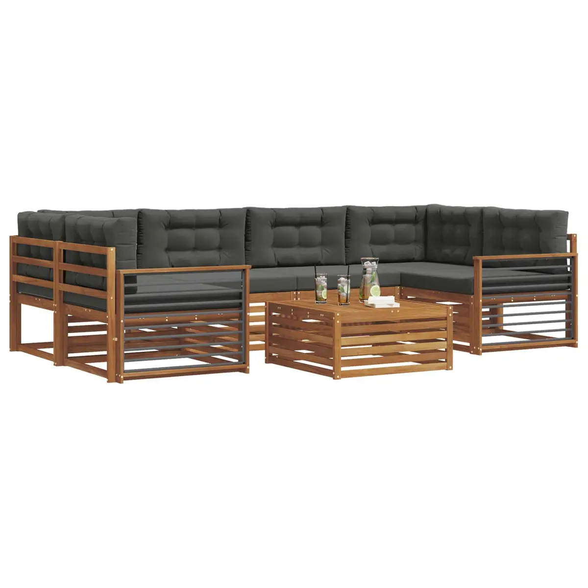 7 Piece Modular Outdoor Sofa Set with Cushions