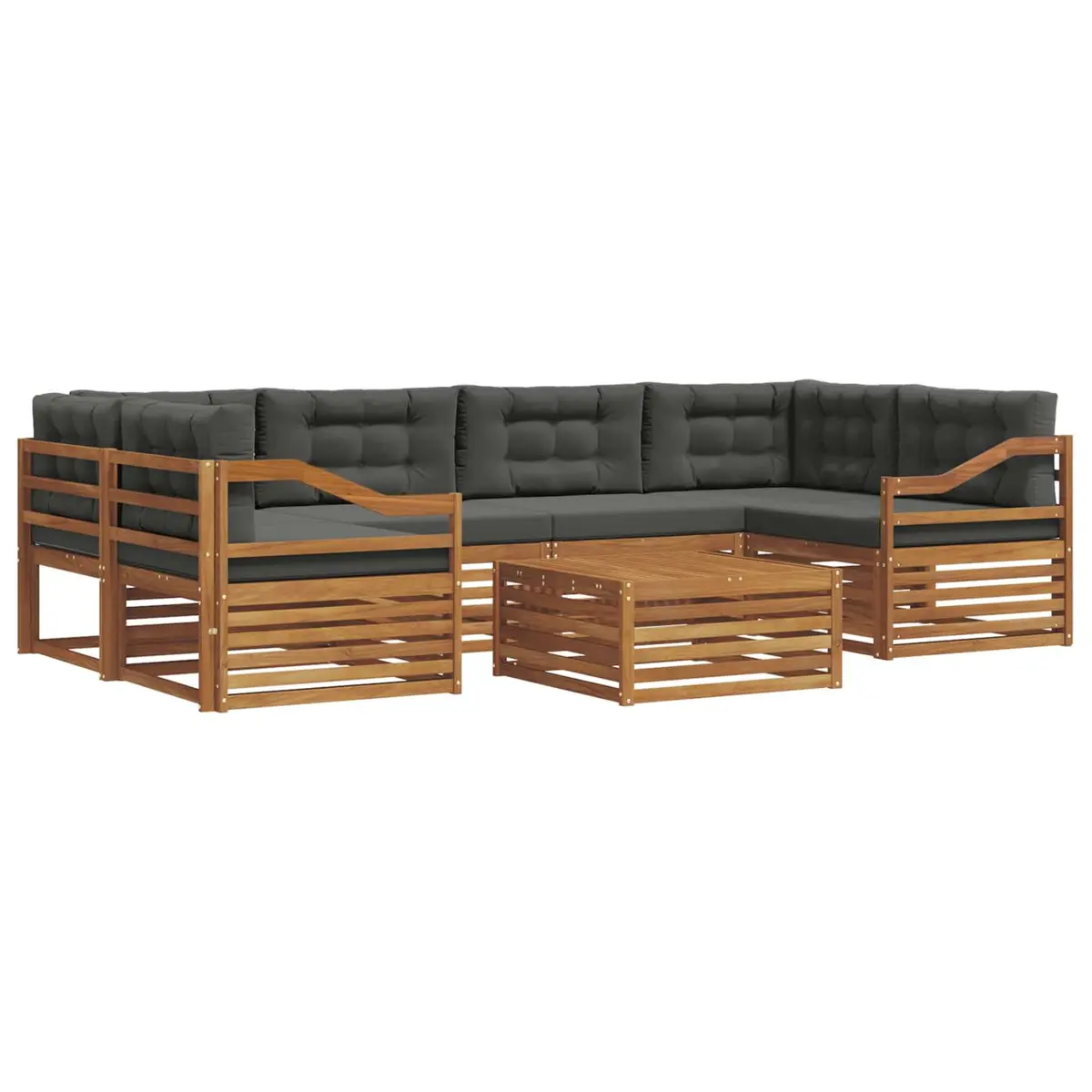 Outdoor Sofa Set Solid Acacia Wood 7 Piece Natural Anthracite