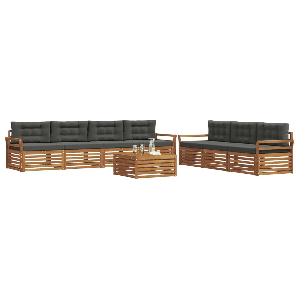 8-Piece Modular Outdoor Sofa Set in Natural Anthracite