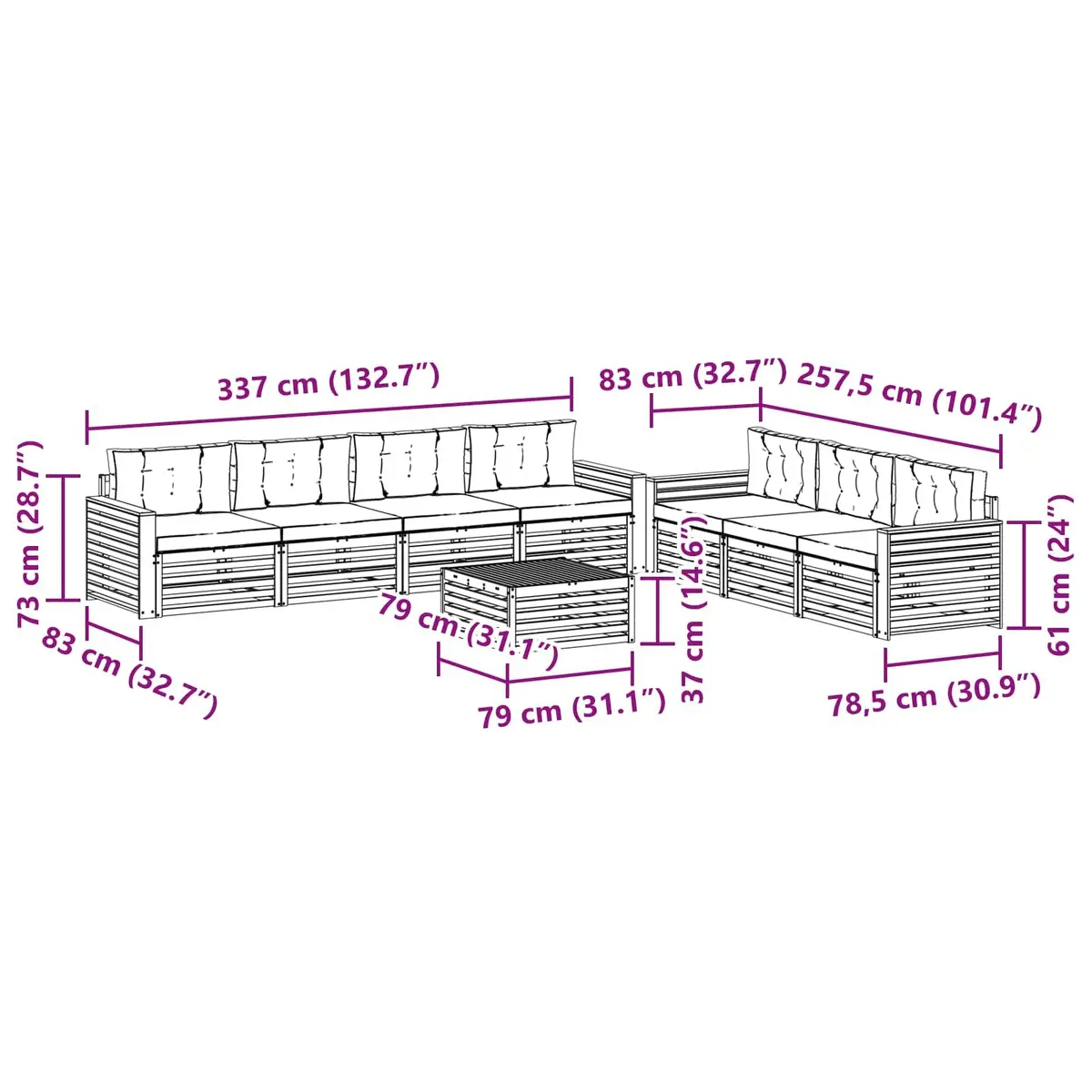 8-Piece Modular Outdoor Sofa Set
