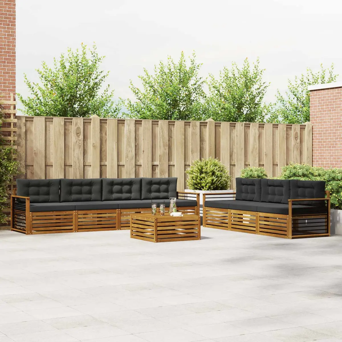 8-Piece Outdoor Sofa Set in Natural Anthracite