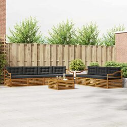 Stylish 8 Piece Modular Outdoor Sofa Set in Natural Acacia