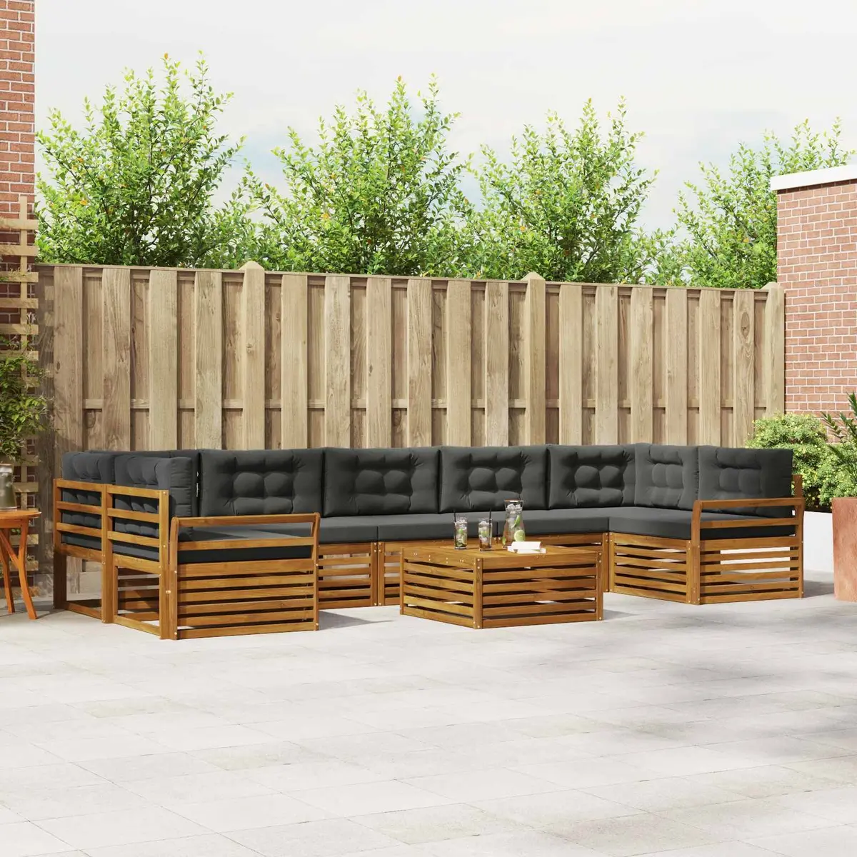 8-Piece Outdoor Sofa Set with Solid Acacia Wood