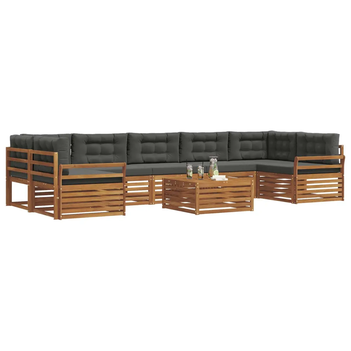 8-Piece Outdoor Sofa Set with Solid Acacia Wood