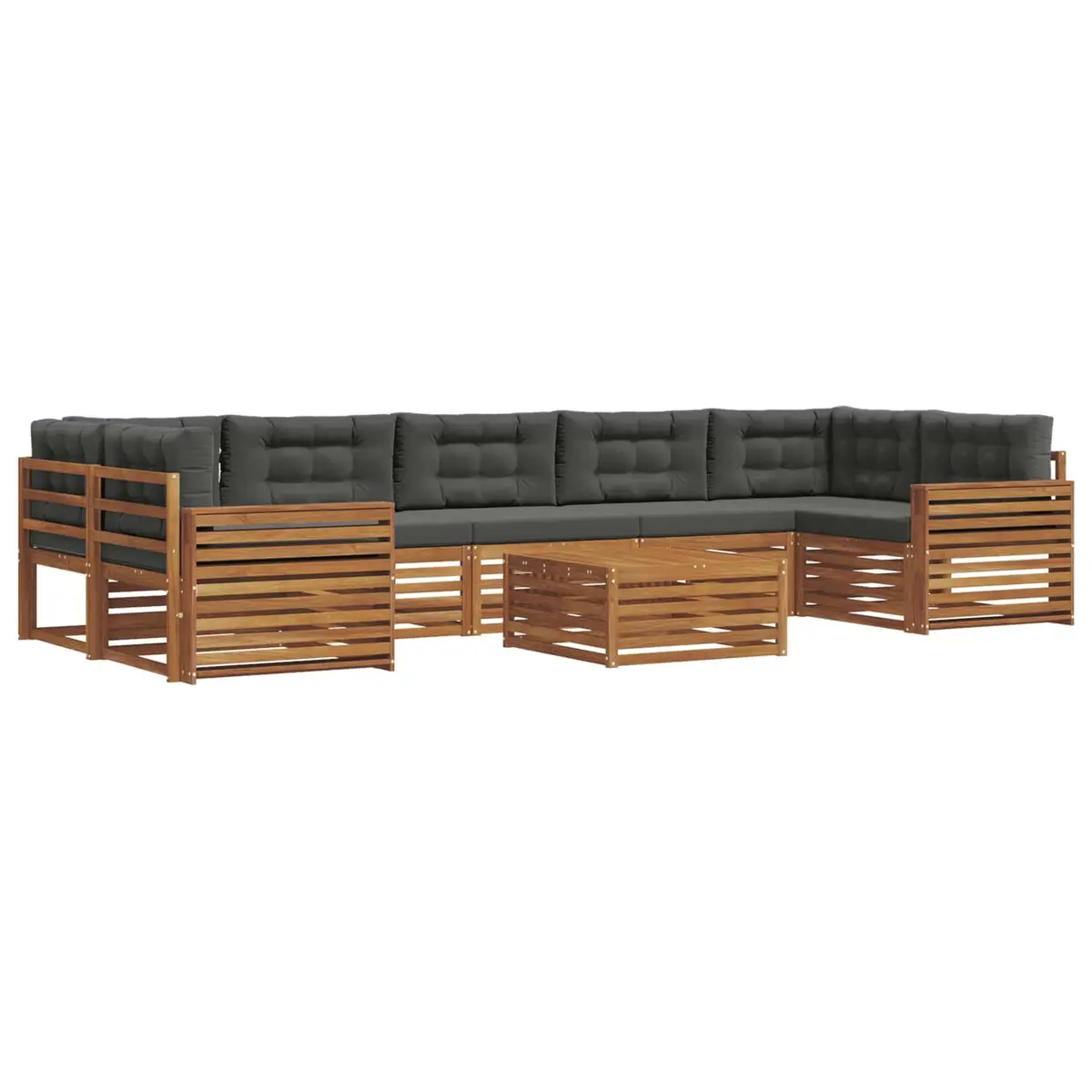 Outdoor Sofa Set Solid Acacia Wood 8 Piece Natural Anthracite