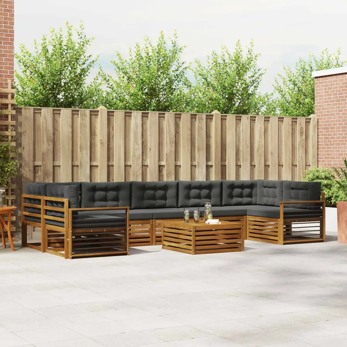 8-Piece Modular Outdoor Sofa Set in Natural Anthracite