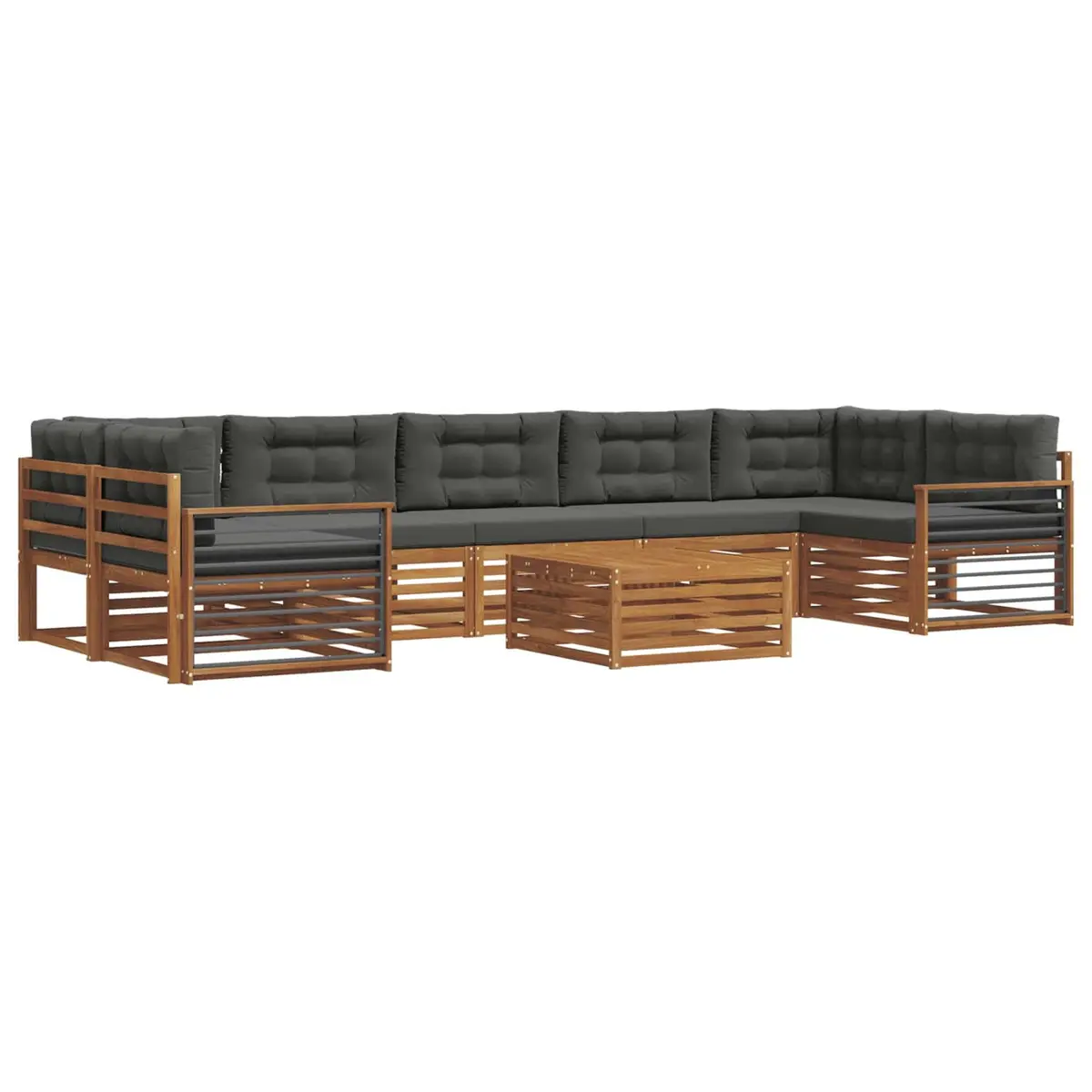 8-Piece Modular Outdoor Sofa Set in Natural Anthracite
