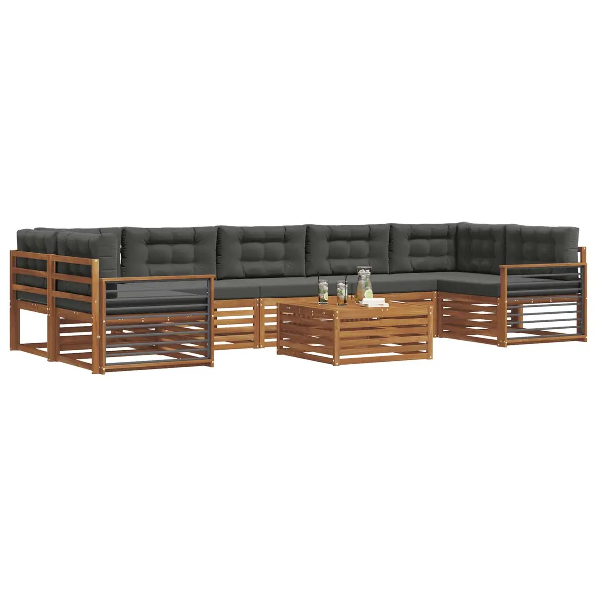 8-Piece Modular Outdoor Sofa Set in Natural Anthracite
