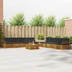 Premium Modular Outdoor Sofa Set 9 Pieces in Anthracite & Acacia