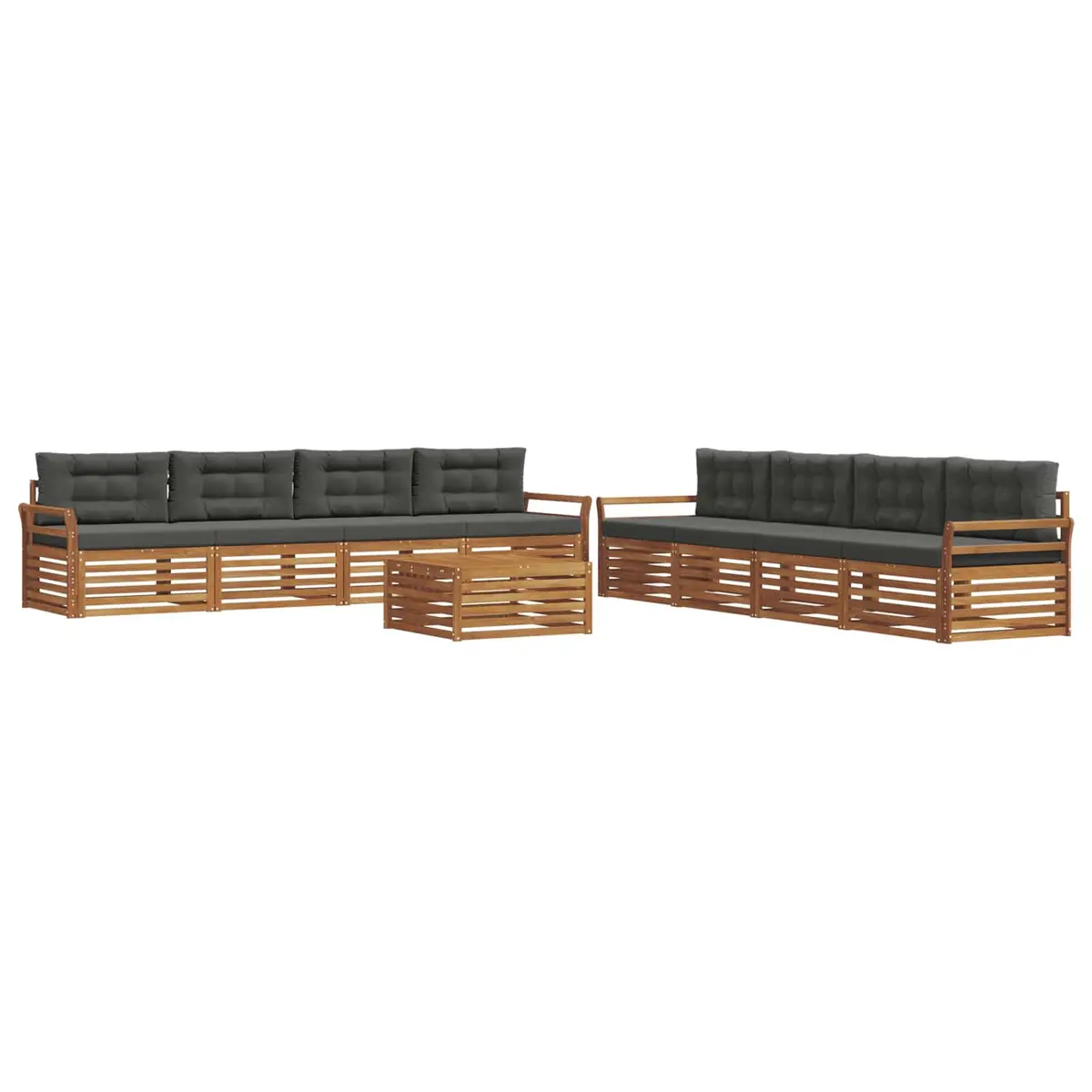 Outdoor Sofa Set Acacia Wood Modular 9 Pieces Natural Anthracite
