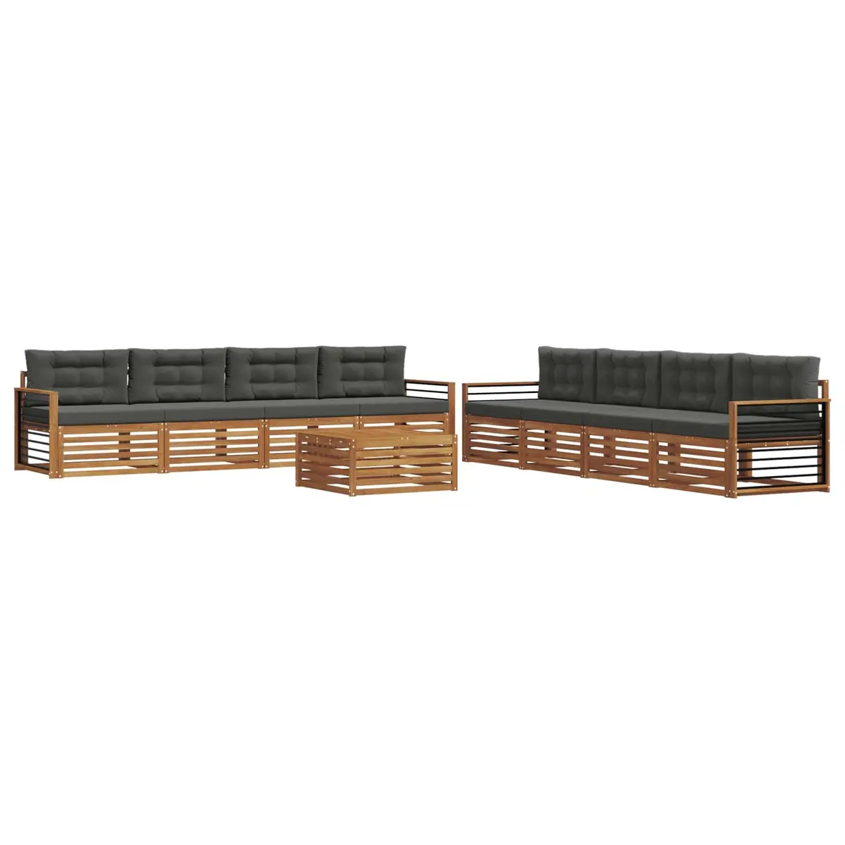 Outdoor Sofa Set 9 pcs Modular Garden Patio Furniture Natural Anthracite Acacia