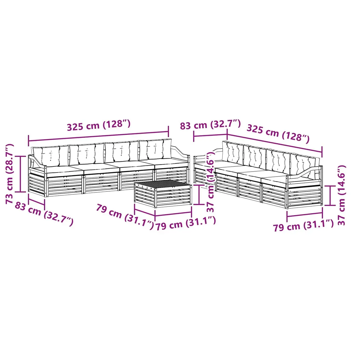 9-Piece Modular Outdoor Sofa Set in Anthracite