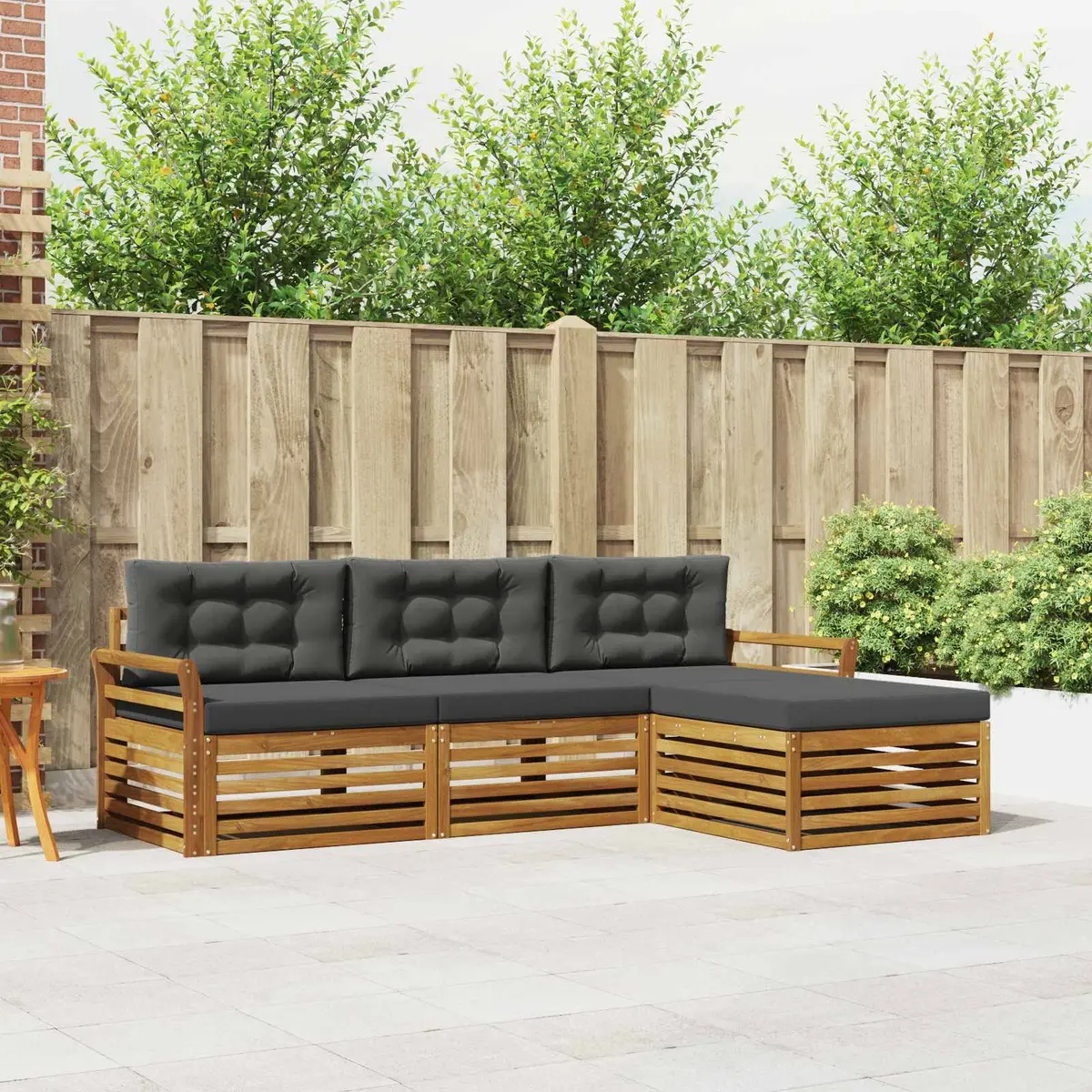 Outdoor Sofa Set Garden Furniture Natural Anthracite 254x162.5x73cm Acacia Wood