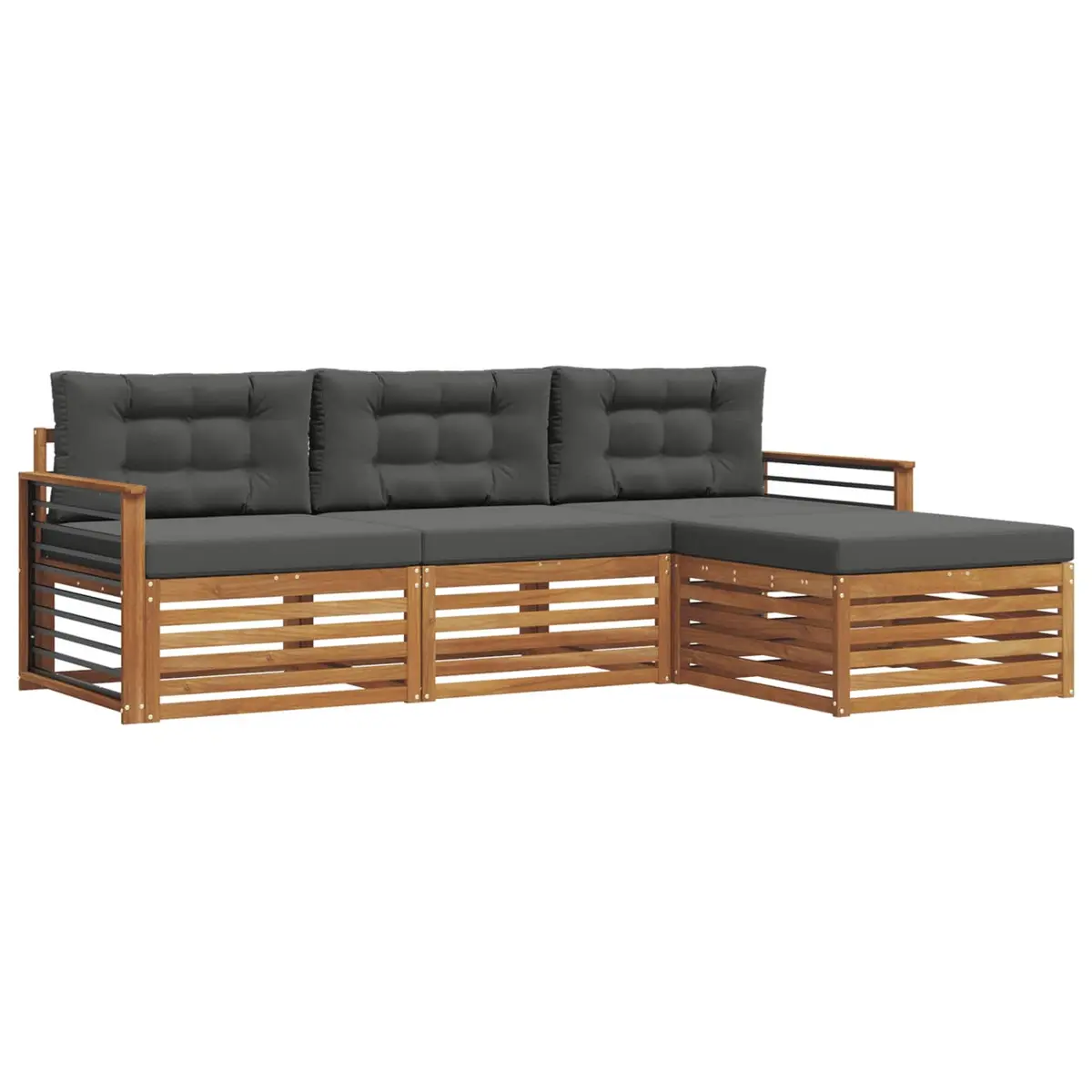 Outdoor Sofa Set Garden Furniture Natural Anthracite Acacia Wood Patio Seating