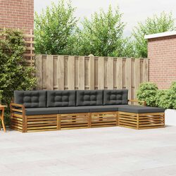 5-Piece Acacia Wood Outdoor Sofa Set with Cushions