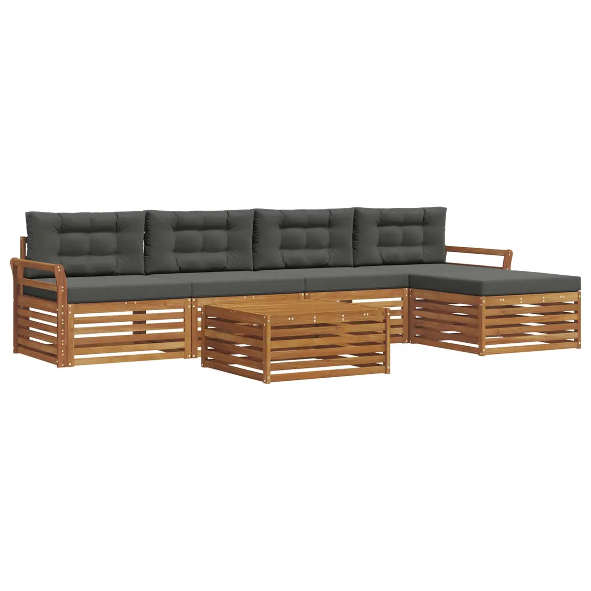 6-Piece Modular Outdoor Sofa Set with Cushions