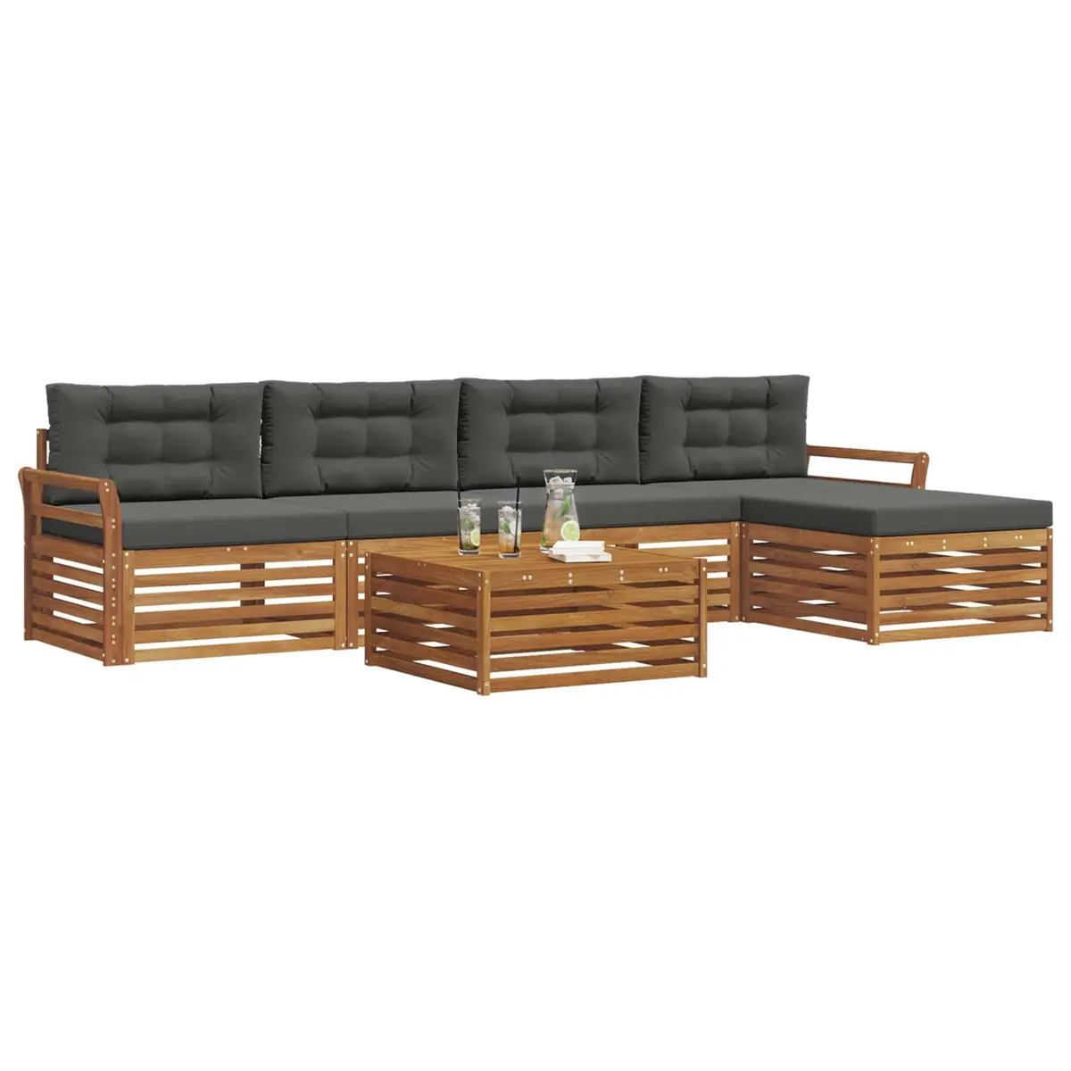 6-Piece Modular Outdoor Sofa Set with Cushions