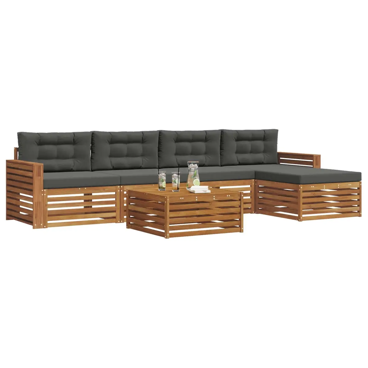 6-Piece Modular Outdoor Sofa Set with Cushions