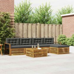 Brown 6-Piece Outdoor Sofa Set with Cushions
