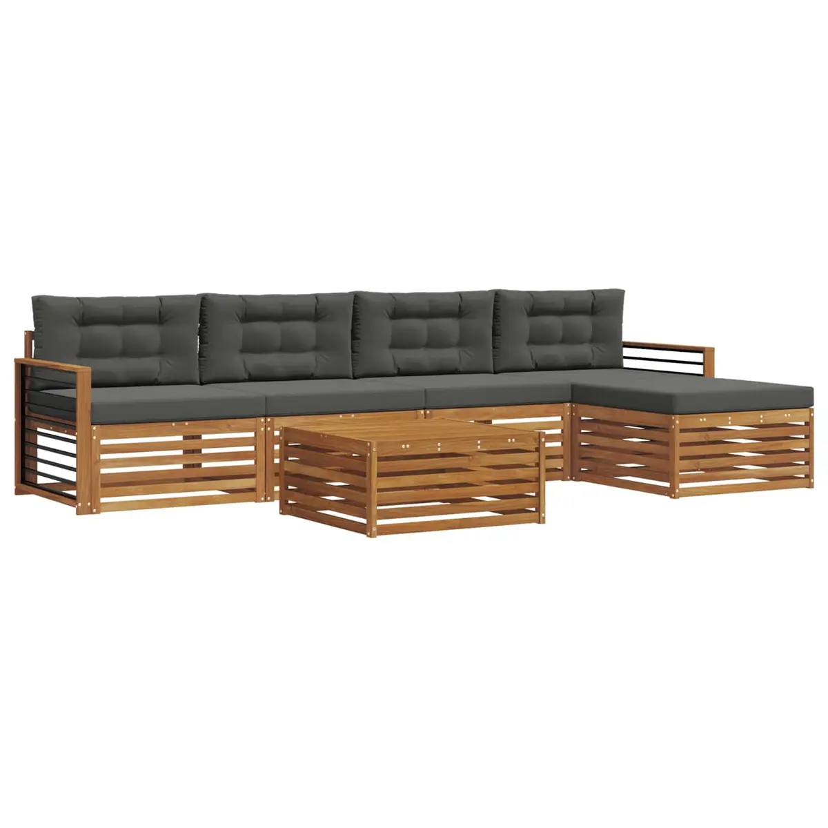 Brown 6-Piece Outdoor Sofa Set with Cushions