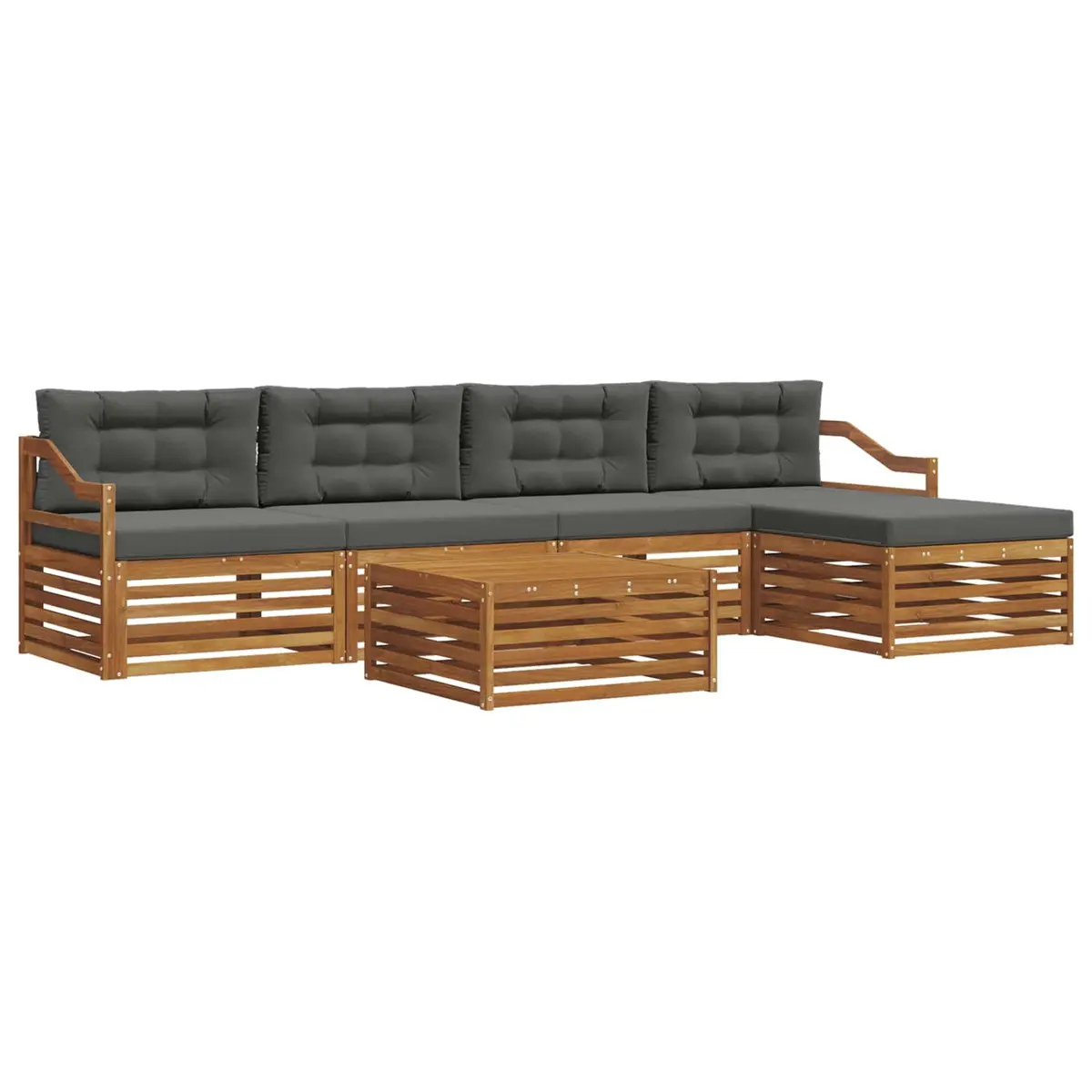 6-Piece Modular Acacia Wood Outdoor Sofa Set