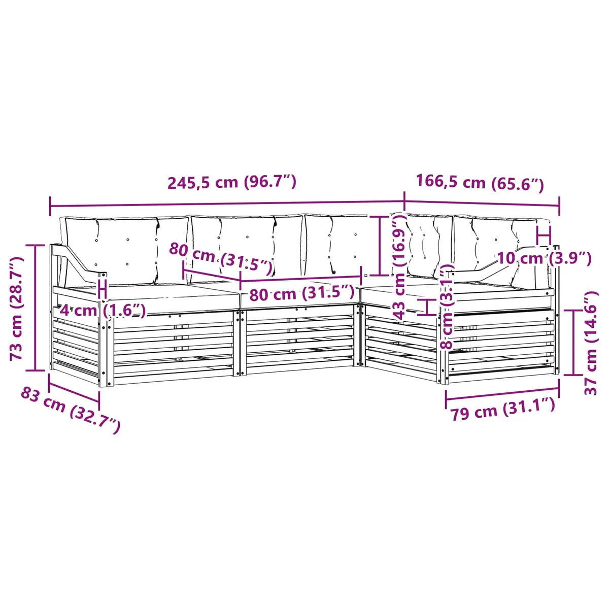 4 Piece Outdoor Sofa Set with Cushions