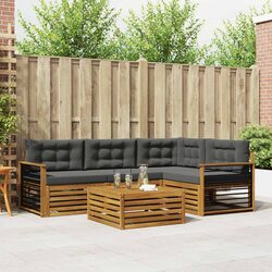 5-Piece Outdoor Sofa Set with Cushions Brown