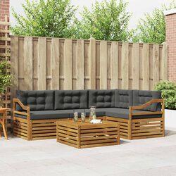 5-Piece Brown Outdoor Modular Sofa Set with Cushions