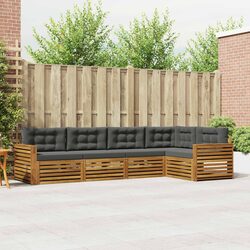 5-Piece Outdoor Sofa Set with Cushions - Natural Wood Design