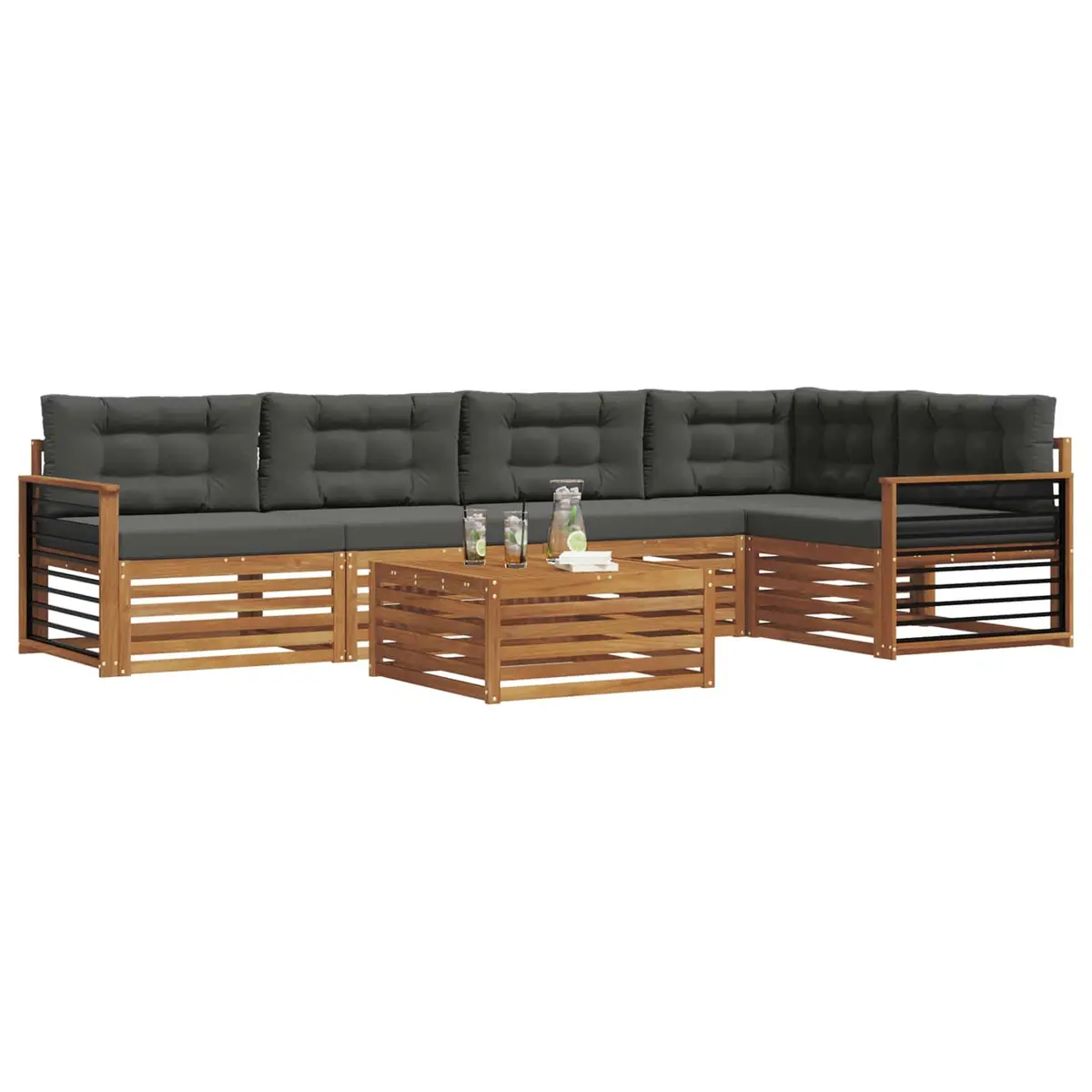 6-Piece Modular Lounge Sofa Set for Outdoor Spaces