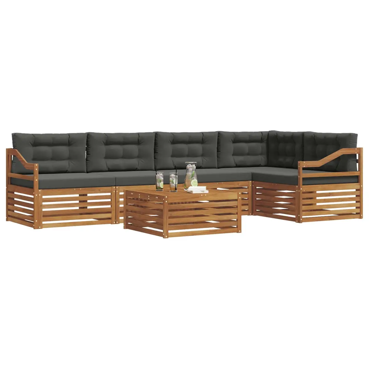 Outdoor Sofa Set 6 Piece Garden Furniture with Cushions Modern Style Patio