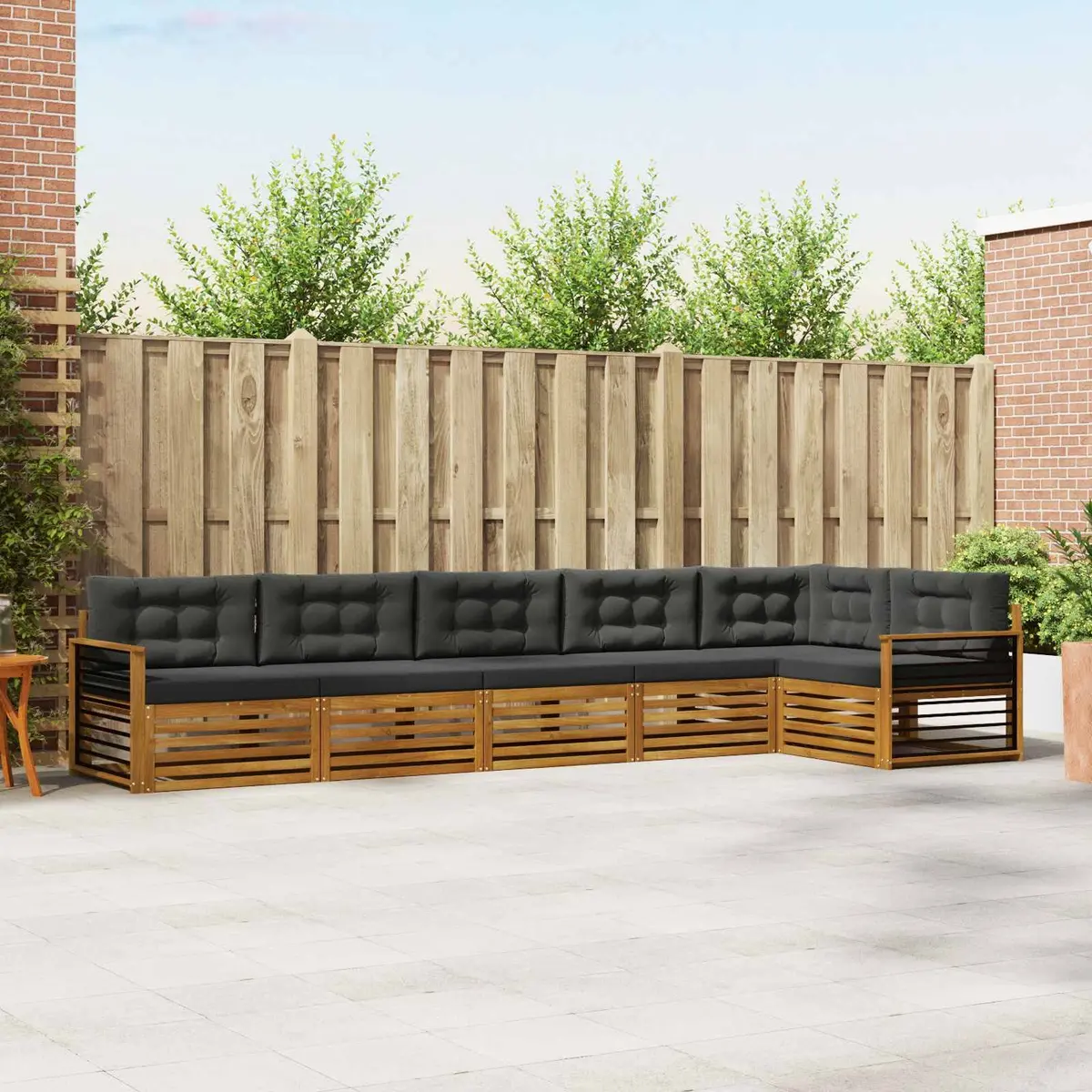 6-Piece Modular Outdoor Sofa Set in Brown Acacia