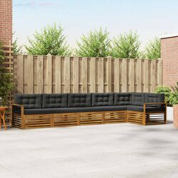 Premium 6-Piece Modular Outdoor Sofa Set in Brown Acacia