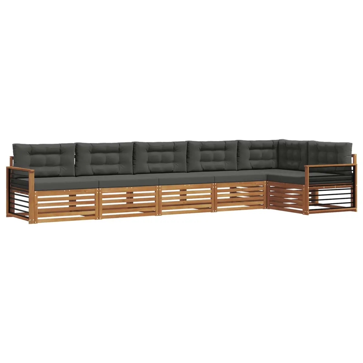 6-Piece Modular Outdoor Sofa Set in Brown Acacia