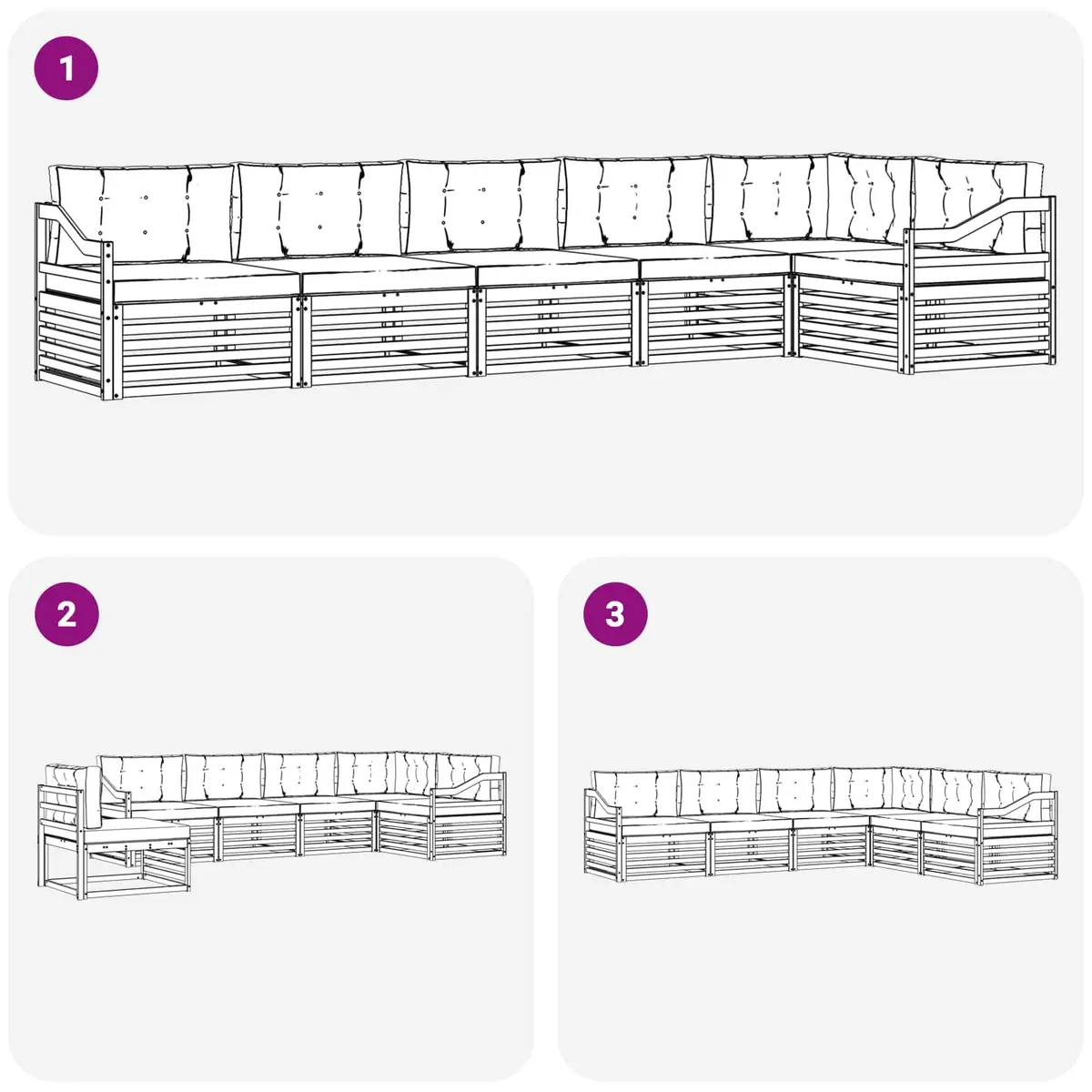 6-Piece Modular Outdoor Sofa Set with Cushions